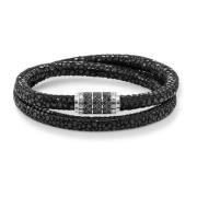 Armband Zwarte Zigzag Leer Zwart/Zilver Ub0004-837-11 Thomas Sabo , Bl...