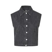 Zwart Denim Gilet mbyM , Gray , Dames