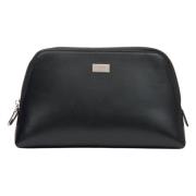 Zwarte Leren Make-up Tas voor Vrouwen Estro , Black , Dames