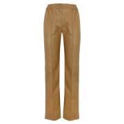 Imitatie leren rechte pijp broek Twinset , Brown , Dames