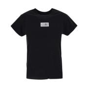 Zwarte korte mouw katoenen T-shirt MM6 Maison Margiela , Black , Dames