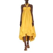 Zijden Halternek Maxi Jurk Zimmermann , Yellow , Dames