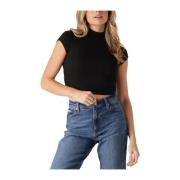 Rib Mockneck Top veelzijdige stijl Calvin Klein , Black , Dames