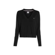 Essential V-Neck Sweater Tommy Hilfiger , Black , Dames