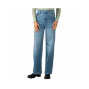 Hoge Taille Blauwe Jeans Opus , Blue , Dames