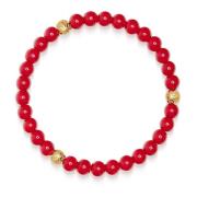 6mm Red Jade Bracelet with Gold Balls Nialaya , Yellow , Heren