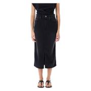 Zwarte Denim Midi Rok Isabel Marant Étoile , Black , Dames