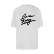 Retro Grafisch Katoenen T-shirt Anine Bing , White , Dames