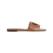 Bruin leren cut-out slide sandalen Dolce & Gabbana , Brown , Dames