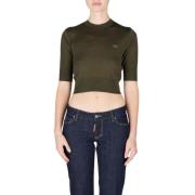 Fijngebreide wollen trui, korte mouwen Dsquared2 , Green , Dames