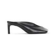 Zwarte Leren Pantoffels Chic Stijl Jil Sander , Black , Dames