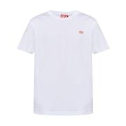 Wit Katoenen Jersey Logo Print T-shirt Diesel , White , Heren