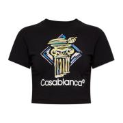 Korte T-shirt Casablanca , Black , Dames