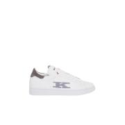 Witte kalfsleren sneakers cupzool Kiton , White , Heren