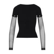 Transparante Mouw Top Zwart Sportmax , Black , Dames