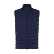 Blauwe wollen gilet met ritssluiting Kiton , Blue , Heren