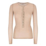 Top met Lurex knopen Laneus , Beige , Dames