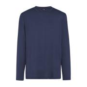 Zachte Katoenen T-shirt met Lange Mouwen Kiton , Blue , Heren