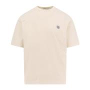 Katoenen T-shirt met Frontaal Logopatch Stone Island , Beige , Heren