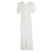 Midi Jurk met Gerimpelde Taille Victoria Beckham , White , Dames