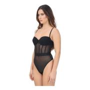 Zwarte lingerie top met bustier constructie Elisabetta Franchi , Black...