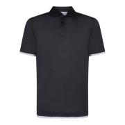 Zwarte Polo Elegante Stijl Brunello Cucinelli , Black , Heren