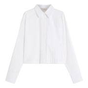 Witte Katoenen Boxy Shirt met Plooien Sportmax , White , Dames