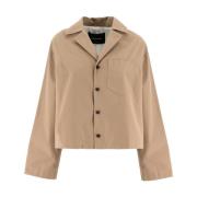 Oversized Katoenen Jas met Voorzak Fabiana Filippi , Beige , Dames