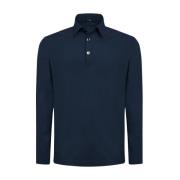 Navy Blue Cotton Polo Shirt Kiton , Blue , Heren