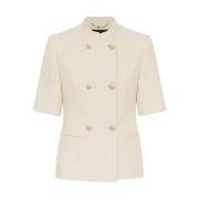 Luxe Double-Breasted Cashmere Zijden Blazer Kiton , Beige , Dames