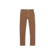 Geëmbosseerde Leren Skinny Jeans Burberry , Beige , Dames