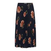 Geplooide Rok Donkerblauw Blurred Flower Part Two , Blue , Dames