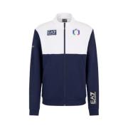 Blauwe Zip Sweater Fisi Logo Emporio Armani EA7 , Multicolor , Heren