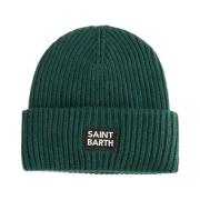 Gestreepte Patch Logo Beanie Hoed MC2 Saint Barth , Green , Heren