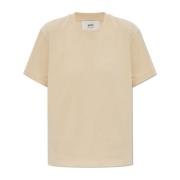 T-shirt met logo Ami Paris , Beige , Dames