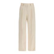 Geborduurde Zak Ivoor Viscose Broek Blazé Milano , Beige , Dames