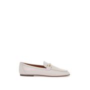 Witte kalfsleren mocassin met gouden staaf Tod's , White , Dames