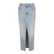 Blauwe Denim Voorkant Knoop Jeans Balmain , Blue , Dames