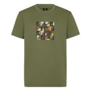 Geborduurd FF Patroon Groen T-shirt Fendi , Green , Heren