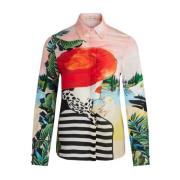 Grafische Print MultiColour Top met Roze Accents Alice + Olivia , Mult...