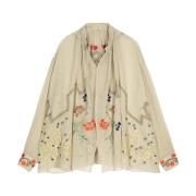 Bloemen geborduurd studieoverhemd Bode , Beige , Dames