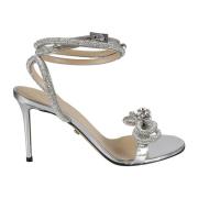 Zilveren Strass Enkelband Sandalen Mach & Mach , Gray , Dames