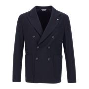 Blauwe Viscose Blazer Slim Fit Manuel Ritz , Blue , Heren