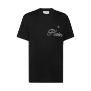 Zwarte Logo Patch Crew Neck T-shirt Philipp Plein , Black , Heren