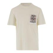 Katoenen Postkaart Print T-shirt Helmut Lang , Beige , Heren