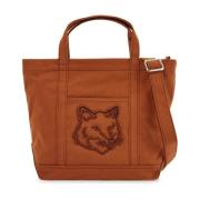 Vos Geborduurde Katoenen Tote Tas Maison Kitsuné , Brown , Dames