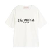 Wit Katoenen Slogan Print T-shirt Valentino , White , Dames