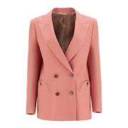 Elegante Linnen Blazer met Schildpadknopen Blazé Milano , Red , Dames