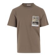 Katoenen Postkaart Print T-shirt Helmut Lang , Brown , Heren