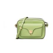 Leren tas met Plectrum sluiting Coccinelle , Green , Dames